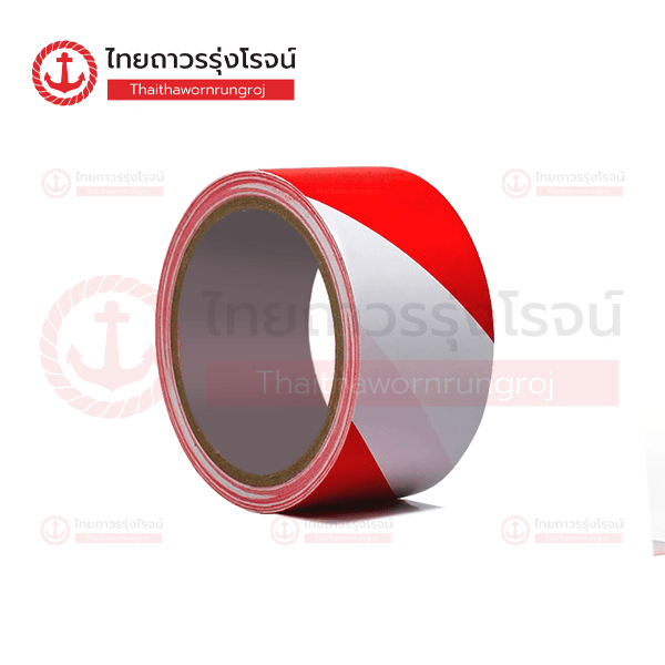เทปตีเส้น3นิ้ว สีขาว/แดง 75mmx33m