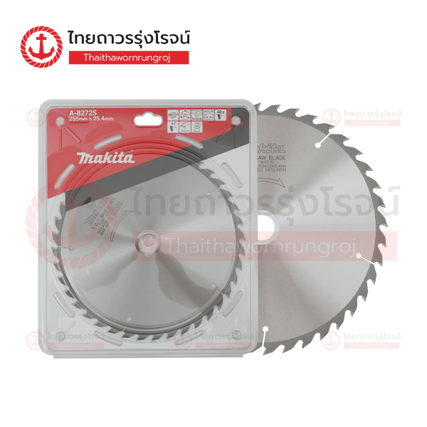 (D.) MAKITA ใบเลื่อยวงเดือนตัดไม้ 10x40ฟัน (255mm) รู25.4 หนา3.2mm A-82725