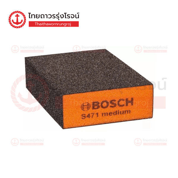 **ยกเลิกใช้** (T0086096/T0086097แทน) BOSCH ฟองน้ำเหลี่ยมหนา หยาบ 2608901169 สีส้ม(180-240)