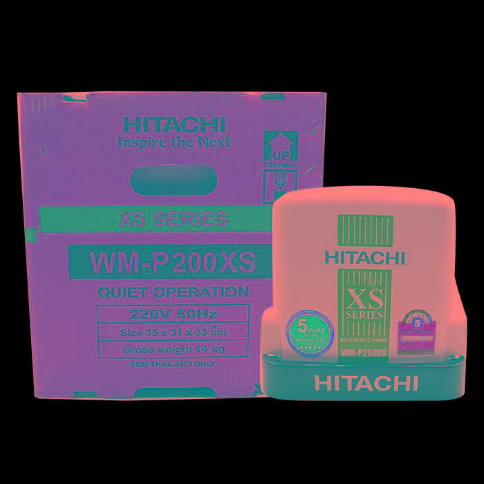 HITACHI ปั๊มน้ำอัตโนมัติ แรงดันคงที่ แบบเหลี่ยม WMP200XX ขนาดท่อเข้า/ออก 1นิ้ว ระยะส่ง 20เมตร