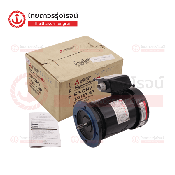 MITSUBISHI มอเตอร์หน้าแปลน SF-JRV(SF-QRV) 1/2HP 4P 220/380v 1450รอบ เพลา14mm IP55