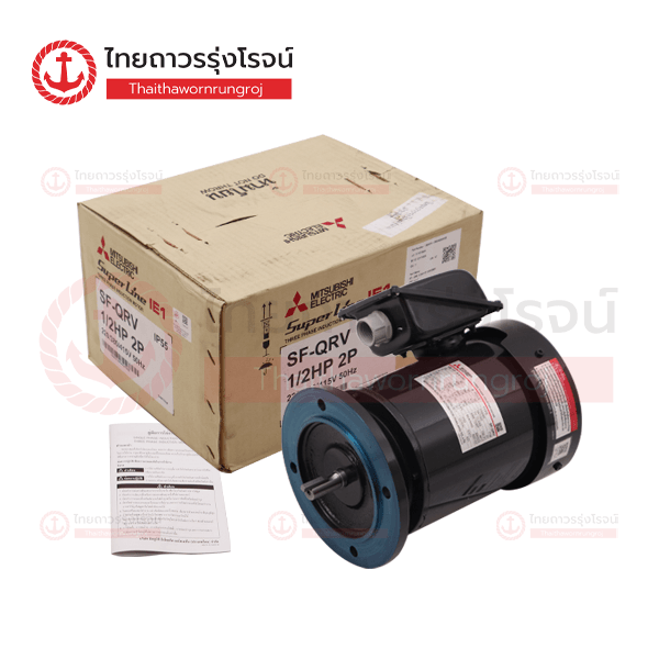 MITSUBISHI มอเตอร์หน้าแปลน SF-JRV(SF-QRV) 1/2HP 2P 220/380v 2890รอบ เพลา14mm IP55