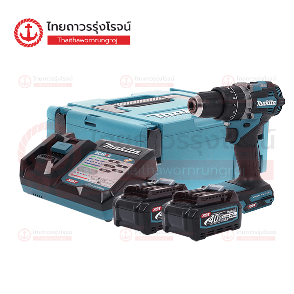 *D* MAKITA สว่านกระแทกไร้สาย 1/2นิ้ว(13mm) 40v 65nm BLM AFT XPT  C1xB2x2.0ah HP002GA201 (ครบชุด+MAKPAC TYPE2)*