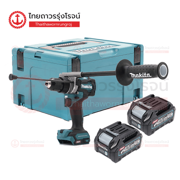 *D* MAKITA สว่านกระแทกไร้สาย 1/2นิ้ว(13mm) 40v 125nm BLM AFT XPT C1xB2x2.5ah HP001GD201 (ครบชุด+MAKPAC TYPE3)*