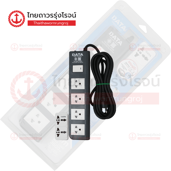 DATA ปลั๊กคอม 4ช่อง 1สวิตช์ 16a 3เมตร สีดำ APDW4245