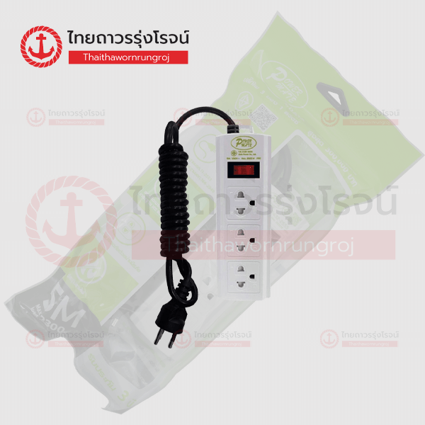 DATA ปลั๊กคอม 3ช่อง 1สวิตช์ 5เมตร มอก. สีขาว SK315