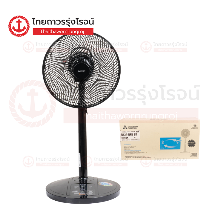 MITSUBISHI พัดลมตั้งพื้นกึ่งตั้งโต๊ะ 12นิ้ว R12A-HRB BK สีดำ