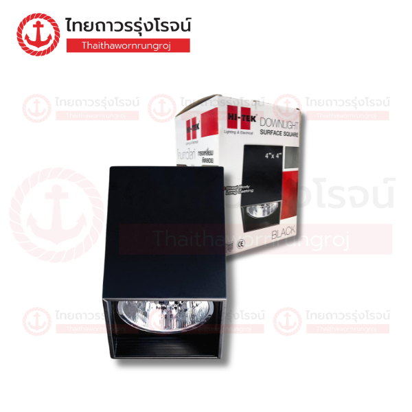 HI-TEK โคมดาวไลท์ E27 4นิ้ว เหลี่ยมติดลอย 136x136x190mm สีดำ HFIDS0004B