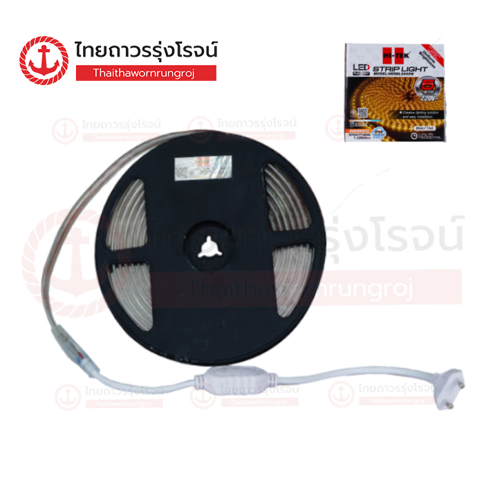 HI-TEK ชุดไฟแอลอีดีเส้นริบบิ้น 2835/60LED 220v 10M 3000K วอร์มไวท์ HERBL0010W