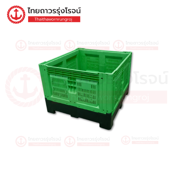 (D.) FRIENDLY พาเลทพลาสติก พับได้ มีรูระบายอากาศ L1200xW1000xH810mm สีเขียว 