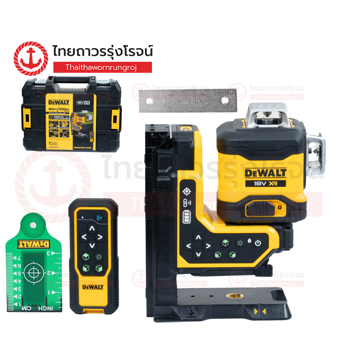 DEWALT เลเซอร์วัดระดับ 2เส้น แสงสีเขียว 360องศา DCLE34035B-XJ