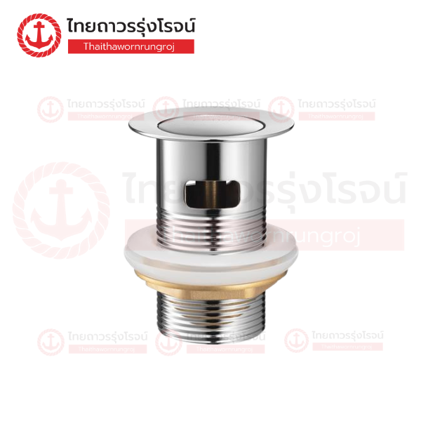 COTTO สะดืออ่างล้างหน้าสเตนเลสแบบกด (มีรูน้ำล้น) CT6704(HM)